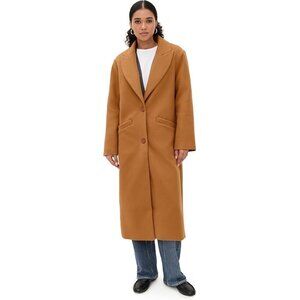 Women's Camel Olsen Coat Imported Notched Lapels Winter Warm Lined Overcoat